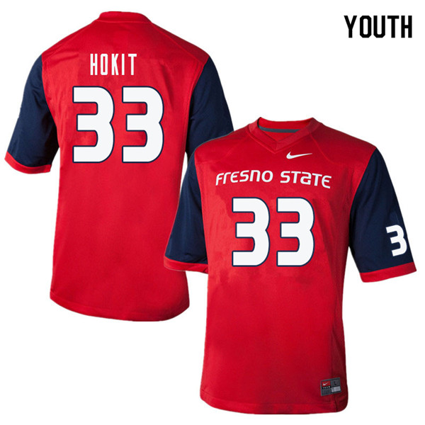 Youth #33 Josh Hokit Fresno State Bulldogs College Football Jerseys Sale-Red